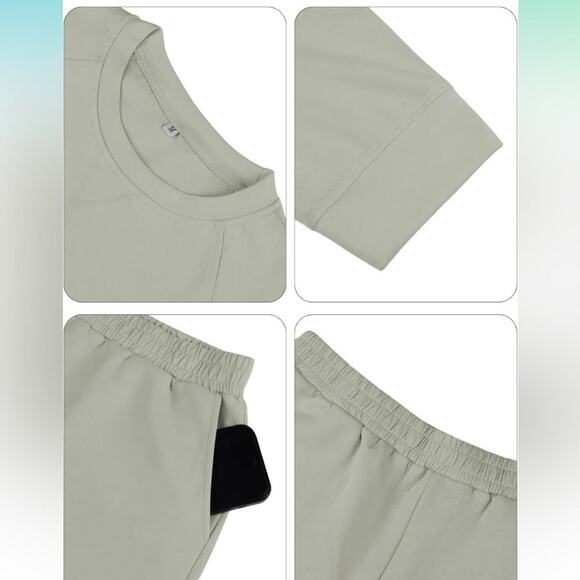 Women's 2 Piece Lounge Sets Summer Matching Outfits Short Sleeve Top Shorts M - Picture 6 of 6